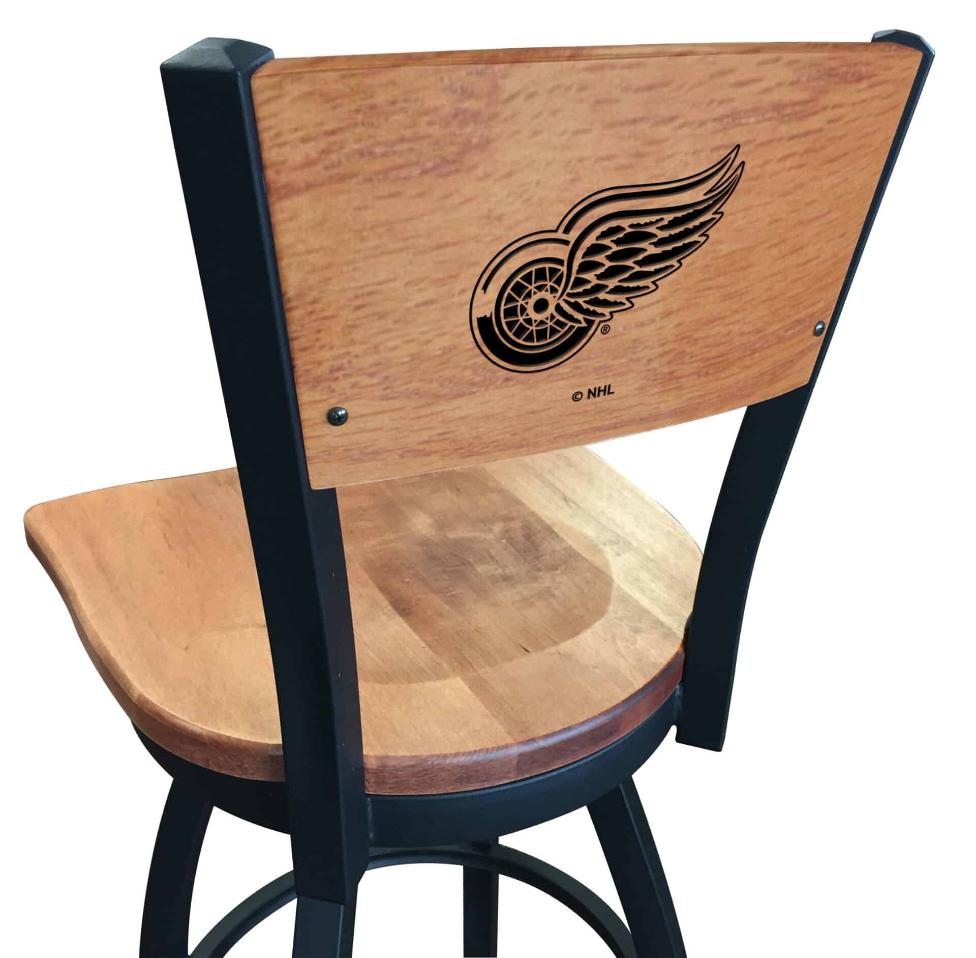 Detroit Red Wings 36-Inch Swivel Extra Tall Bar Stool w/ Black Wrinkle Finish, Solid Wood Back, Solid Maple Wood Seat 1 Detroit Red Wings 36-Inch Swivel Extra Tall Bar Stool w/ Black Wrinkle Finish, Solid Wood Back, Solid Maple Wood Seat
