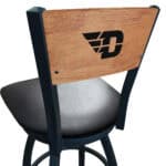 University of Dayton 36-Inch Swivel Extra Tall Bar Stool w/ Black Wrinkle Finish, Solid Wood Back, 2.5-Inch Cushion Seat