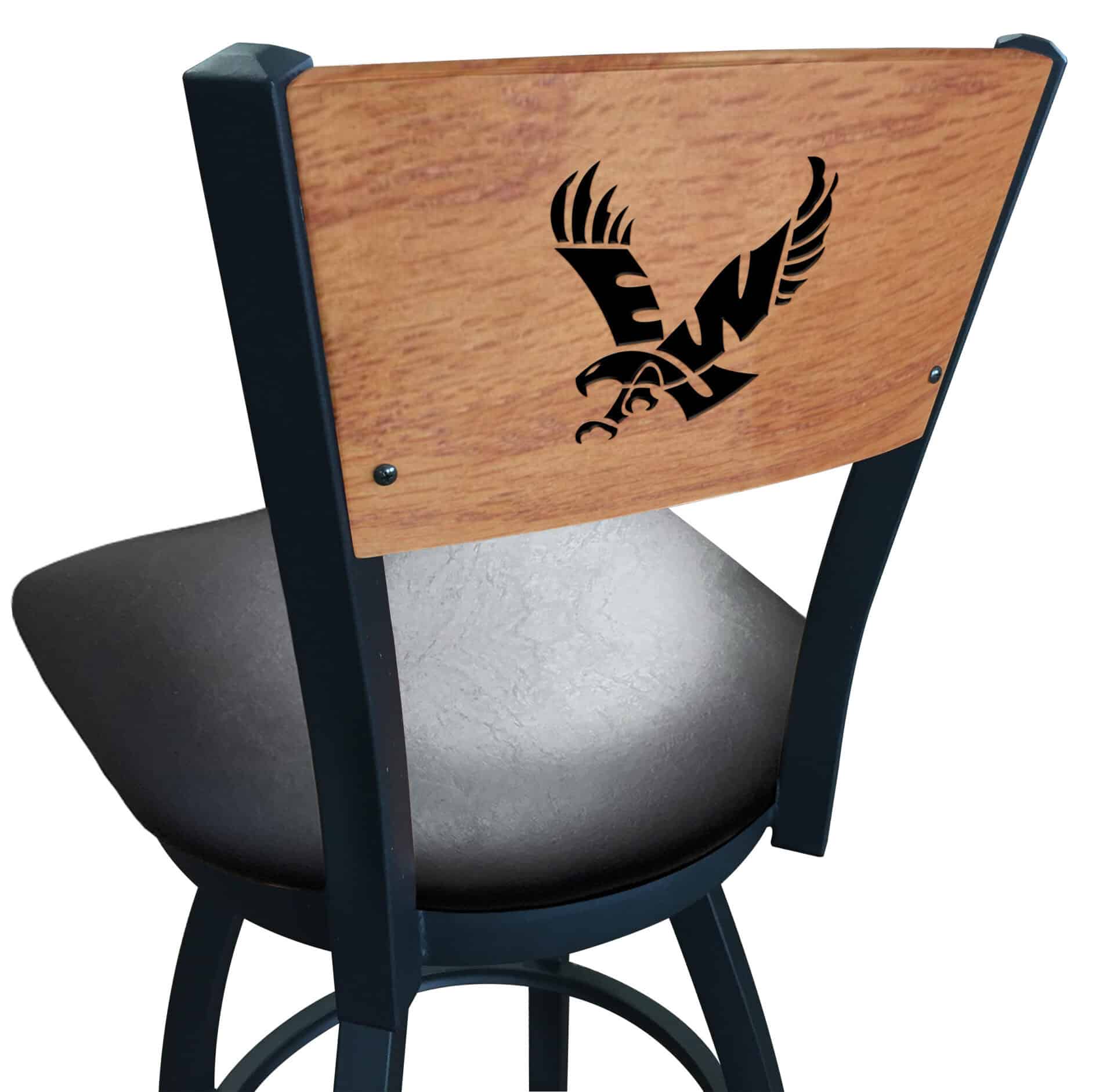 Eastern Washington University 36-Inch Swivel Extra Tall Bar Stool w/ Black Wrinkle Finish, Solid Wood Back, 2.5-Inch Cushion Seat 1 Eastern Washington University 36-Inch Swivel Extra Tall Bar Stool w/ Black Wrinkle Finish, Solid Wood Back, 2.5-Inch Cushion Seat