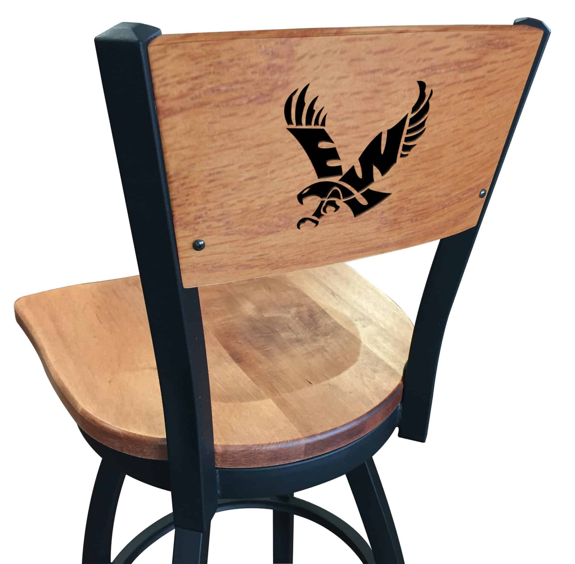 Eastern Washington University 36-Inch Swivel Extra Tall Bar Stool w/ Black Wrinkle Finish, Solid Wood Back, Solid Maple Wood Seat 1 Eastern Washington University 36-Inch Swivel Extra Tall Bar Stool w/ Black Wrinkle Finish, Solid Wood Back, Solid Maple Wood Seat