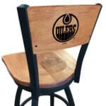 Edmonton Oilers 36-Inch Swivel Extra Tall Bar Stool w/ Black Wrinkle Finish, Solid Wood Back, Solid Maple Wood Seat 3 Edmonton Oilers 36-Inch Swivel Extra Tall Bar Stool w/ Black Wrinkle Finish, Solid Wood Back, Solid Maple Wood Seat