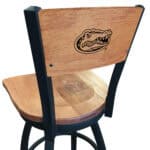 University of Florida 36-Inch Swivel Extra Tall Bar Stool w/ Black Wrinkle Finish, Solid Wood Back, Solid Maple Wood Seat