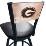 University of Georgia 36-Inch Swivel Extra Tall Bar Stool w/ Black Wrinkle Finish, Solid Wood Back, 2.5-Inch Cushion Seat ("G" Logo) 4 University of Georgia 36-Inch Swivel Extra Tall Bar Stool w/ Black Wrinkle Finish, Solid Wood Back, 2.5-Inch Cushion Seat ("G" Logo)