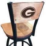University of Georgia 36-Inch Swivel Extra Tall Bar Stool w/ Black Wrinkle Finish, Solid Wood Back, Solid Maple Wood Seat ("G" Logo) 3 University of Georgia 36-Inch Swivel Extra Tall Bar Stool w/ Black Wrinkle Finish, Solid Wood Back, Solid Maple Wood Seat ("G" Logo)