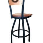 University of Georgia 36-Inch Swivel Extra Tall Bar Stool w/ Black Wrinkle Finish, Solid Wood Back, Solid Maple Wood Seat ("G" Logo) 4 University of Georgia 36-Inch Swivel Extra Tall Bar Stool w/ Black Wrinkle Finish, Solid Wood Back, Solid Maple Wood Seat ("G" Logo)