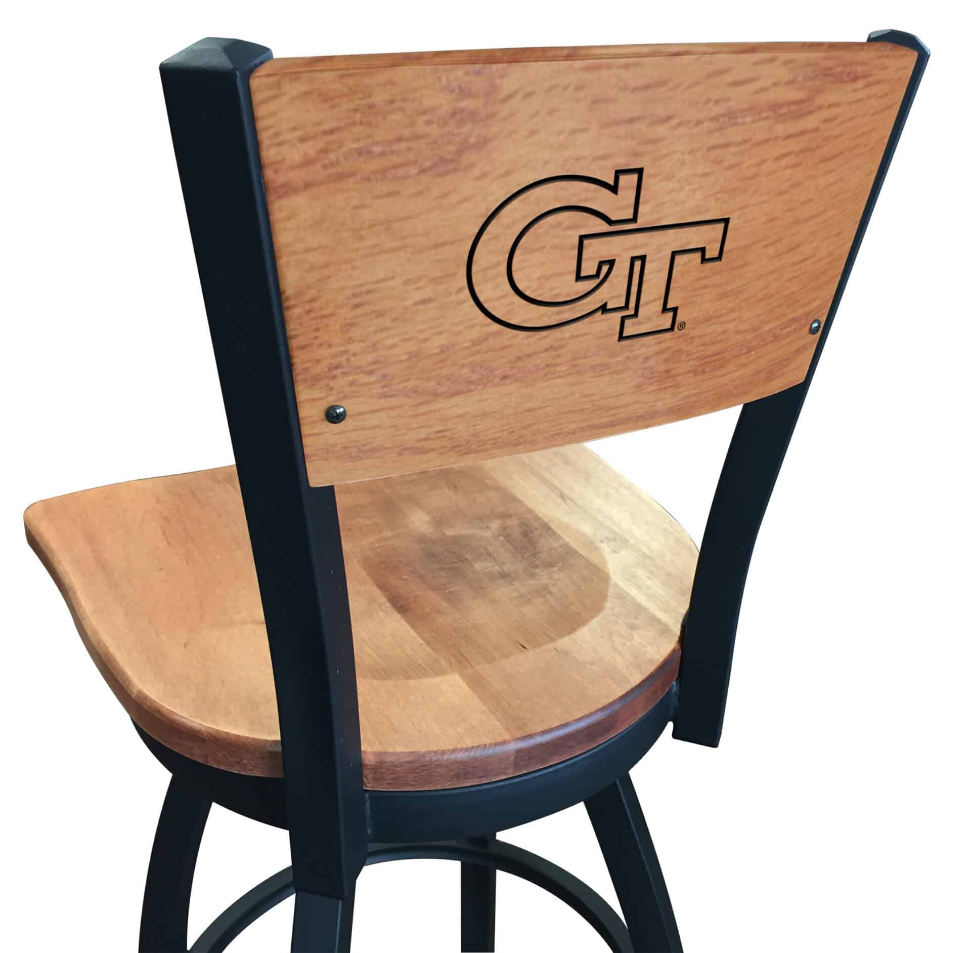 Georgia Tech 36-Inch Swivel Extra Tall Bar Stool w/ Black Wrinkle Finish, Solid Wood Back, Solid Maple Wood Seat 1 Georgia Tech 36-Inch Swivel Extra Tall Bar Stool w/ Black Wrinkle Finish, Solid Wood Back, Solid Maple Wood Seat