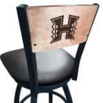 University of Hawaii 36-Inch Swivel Extra Tall Bar Stool w/ Black Wrinkle Finish, Solid Wood Back, 2.5-Inch Cushion Seat 4 University of Hawaii 36-Inch Swivel Extra Tall Bar Stool w/ Black Wrinkle Finish, Solid Wood Back, 2.5-Inch Cushion Seat