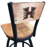 University of Hawaii 36-Inch Swivel Extra Tall Bar Stool w/ Black Wrinkle Finish, Solid Wood Back, Solid Maple Wood Seat 3 University of Hawaii 36-Inch Swivel Extra Tall Bar Stool w/ Black Wrinkle Finish, Solid Wood Back, Solid Maple Wood Seat