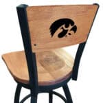 University of Iowa 36-Inch Swivel Extra Tall Bar Stool w/ Black Wrinkle Finish, Solid Wood Back, Solid Maple Wood Seat 3 University of Iowa 36-Inch Swivel Extra Tall Bar Stool w/ Black Wrinkle Finish, Solid Wood Back, Solid Maple Wood Seat