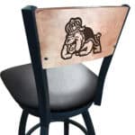 James Madison University 36-Inch Swivel Extra Tall Bar Stool w/ Black Wrinkle Finish, Solid Wood Back, 2.5-Inch Cushion Seat 4 James Madison University 36-Inch Swivel Extra Tall Bar Stool w/ Black Wrinkle Finish, Solid Wood Back, 2.5-Inch Cushion Seat