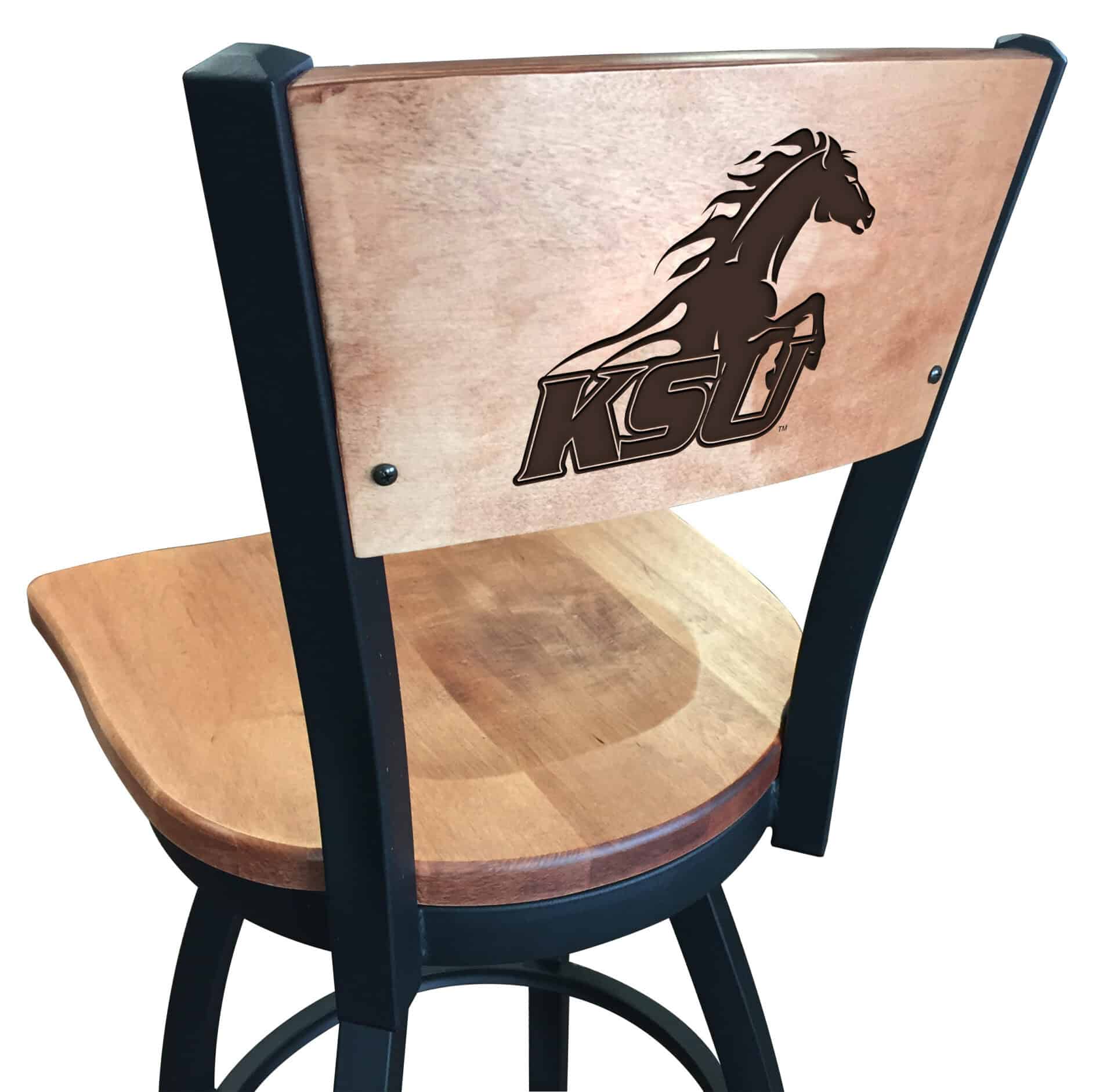 Kentucky State University 36-Inch Swivel Extra Tall Bar Stool w/ Black Wrinkle Finish, Solid Wood Back, Solid Maple Wood Seat 1 Kentucky State University 36-Inch Swivel Extra Tall Bar Stool w/ Black Wrinkle Finish, Solid Wood Back, Solid Maple Wood Seat