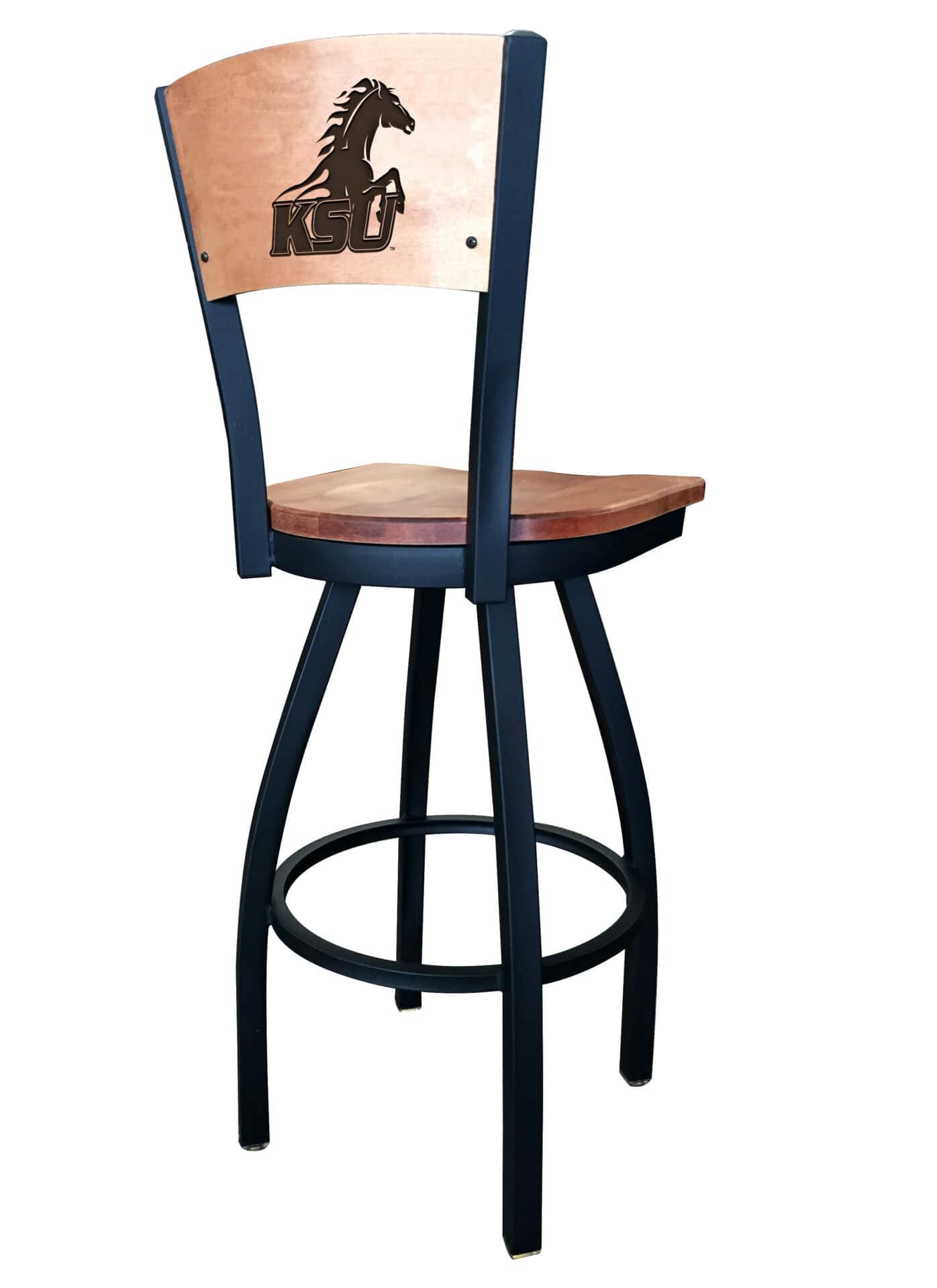 Kentucky State University 36-Inch Swivel Extra Tall Bar Stool w/ Black Wrinkle Finish, Solid Wood Back, Solid Maple Wood Seat 2 Kentucky State University 36-Inch Swivel Extra Tall Bar Stool w/ Black Wrinkle Finish, Solid Wood Back, Solid Maple Wood Seat - Image 2