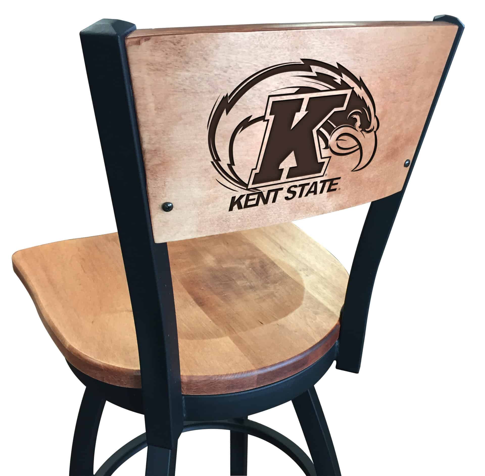 Kent State University 36-Inch Swivel Extra Tall Bar Stool w/ Black Wrinkle Finish, Solid Wood Back, Solid Maple Wood Seat 1 Kent State University 36-Inch Swivel Extra Tall Bar Stool w/ Black Wrinkle Finish, Solid Wood Back, Solid Maple Wood Seat
