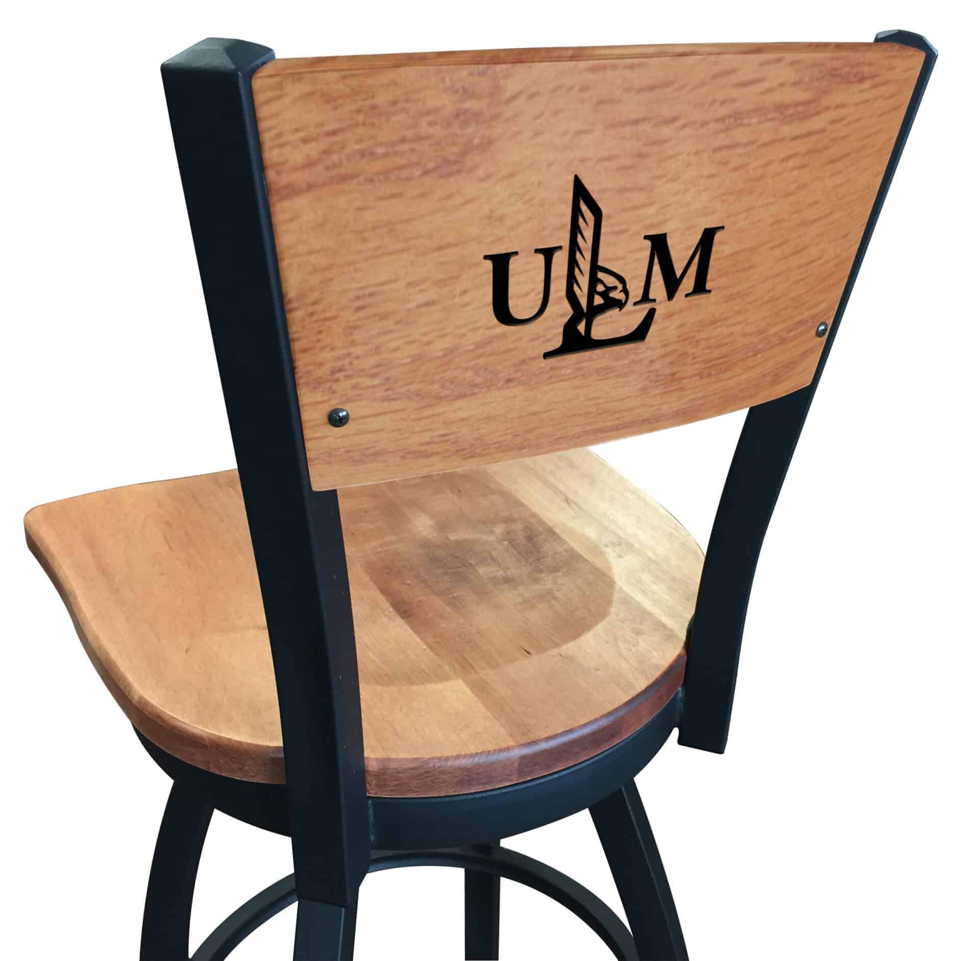 University of Louisiana at Monroe 36-Inch Swivel Extra Tall Bar Stool w/ Black Wrinkle Finish, Solid Wood Back, Solid Maple Wood Seat 1 University of Louisiana at Monroe 36-Inch Swivel Extra Tall Bar Stool w/ Black Wrinkle Finish, Solid Wood Back, Solid Maple Wood Seat