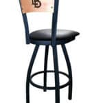 Long Beach State University 36-Inch Swivel Extra Tall Bar Stool w/ Black Wrinkle Finish, Solid Wood Back, 2.5-Inch Cushion Seat 5 Long Beach State University 36-Inch Swivel Extra Tall Bar Stool w/ Black Wrinkle Finish, Solid Wood Back, 2.5-Inch Cushion Seat