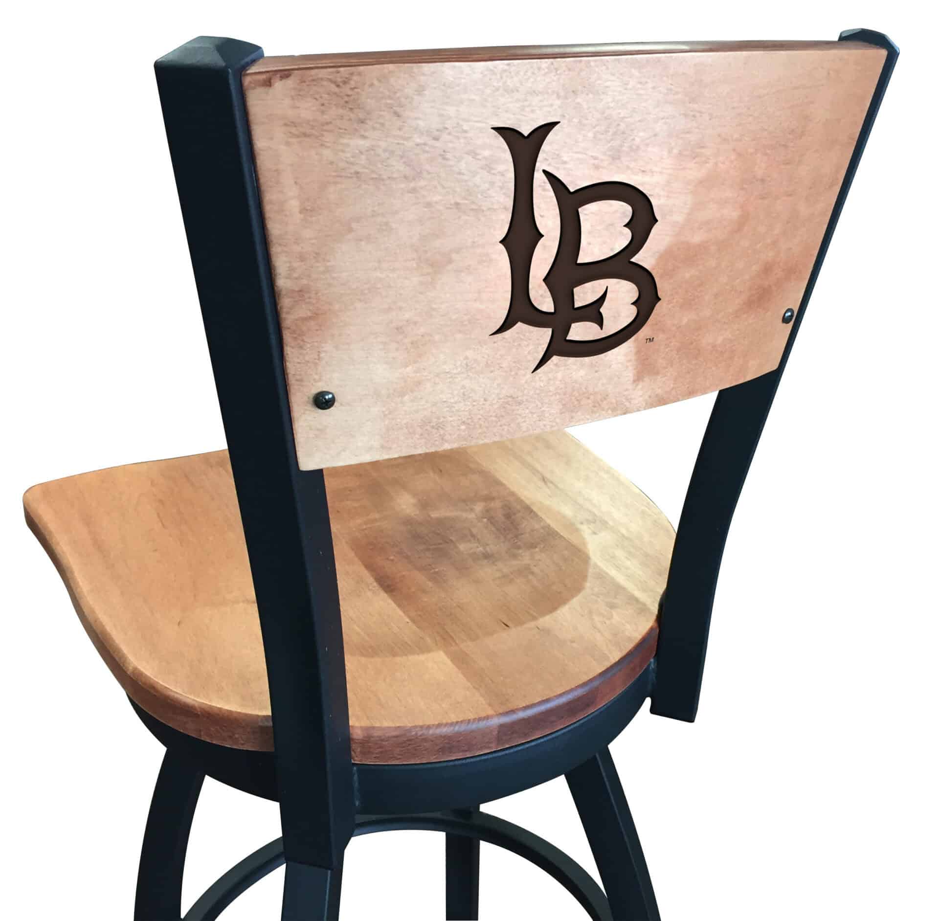 Long Beach State University 36-Inch Swivel Extra Tall Bar Stool w/ Black Wrinkle Finish, Solid Wood Back, Solid Maple Wood Seat 1 Long Beach State University 36-Inch Swivel Extra Tall Bar Stool w/ Black Wrinkle Finish, Solid Wood Back, Solid Maple Wood Seat
