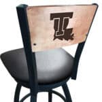Louisiana Tech University 36-Inch Swivel Extra Tall Bar Stool w/ Black Wrinkle Finish, Solid Wood Back, 2.5-Inch Cushion Seat 4 Louisiana Tech University 36-Inch Swivel Extra Tall Bar Stool w/ Black Wrinkle Finish, Solid Wood Back, 2.5-Inch Cushion Seat