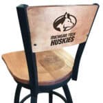 Michigan Tech University 36-Inch Swivel Extra Tall Bar Stool w/ Black Wrinkle Finish, Solid Wood Back, Solid Maple Wood Seat