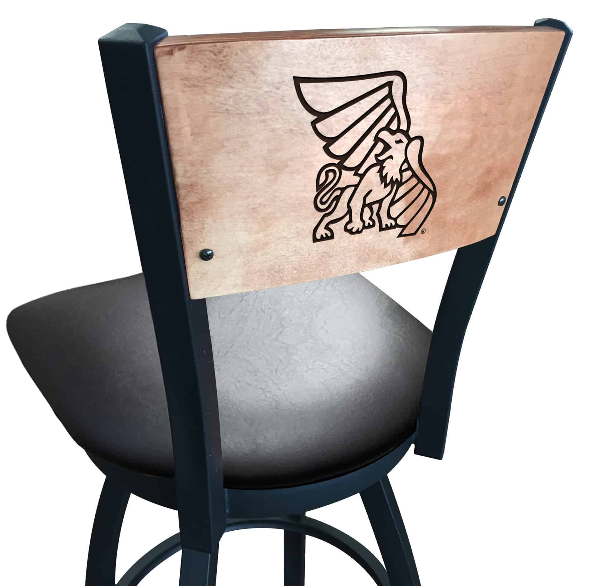 Missouri Western State University 36-Inch Swivel Extra Tall Bar Stool w/ Black Wrinkle Finish, Solid Wood Back, 2.5-Inch Cushion Seat 1 Missouri Western State University 36-Inch Swivel Extra Tall Bar Stool w/ Black Wrinkle Finish, Solid Wood Back, 2.5-Inch Cushion Seat