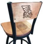 Missouri Western State University 36-Inch Swivel Extra Tall Bar Stool w/ Black Wrinkle Finish, Solid Wood Back, Solid Maple Wood Seat