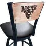 University of Maine 36-Inch Swivel Extra Tall Bar Stool w/ Black Wrinkle Finish, Solid Wood Back, 2.5-Inch Cushion Seat