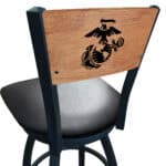 United States Marine Corps (Red/Yellow) 36-Inch Swivel Extra Tall Bar Stool w/ Black Wrinkle Finish, Solid Wood Back, 2.5-Inch Cushion Seat 4 United States Marine Corps (Red/Yellow) 36-Inch Swivel Extra Tall Bar Stool w/ Black Wrinkle Finish, Solid Wood Back, 2.5-Inch Cushion Seat