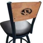 University of Missouri 36-Inch Swivel Extra Tall Bar Stool w/ Black Wrinkle Finish, Solid Wood Back, 2.5-Inch Cushion Seat 4 University of Missouri 36-Inch Swivel Extra Tall Bar Stool w/ Black Wrinkle Finish, Solid Wood Back, 2.5-Inch Cushion Seat