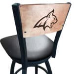 Montana State University 36-Inch Swivel Extra Tall Bar Stool w/ Black Wrinkle Finish, Solid Wood Back, 2.5-Inch Cushion Seat