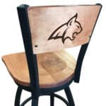 Montana State University 36-Inch Swivel Extra Tall Bar Stool w/ Black Wrinkle Finish, Solid Wood Back, Solid Maple Wood Seat