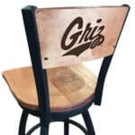 University of Montana 36-Inch Swivel Extra Tall Bar Stool w/ Black Wrinkle Finish, Solid Wood Back, Solid Maple Wood Seat 3 University of Montana 36-Inch Swivel Extra Tall Bar Stool w/ Black Wrinkle Finish, Solid Wood Back, Solid Maple Wood Seat