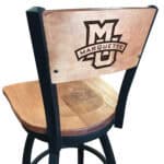 Marquette University 36-Inch Swivel Extra Tall Bar Stool w/ Black Wrinkle Finish, Solid Wood Back, Solid Maple Wood Seat
