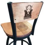 Marshall University 36-Inch Swivel Extra Tall Bar Stool w/ Black Wrinkle Finish, Solid Wood Back, Solid Maple Wood Seat