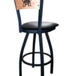 University of Maryland 30-Inch Swivel Bar Stool w/ Black Wrinkle Finish, Solid Wood Back, 2.5-Inch Cushion Seat