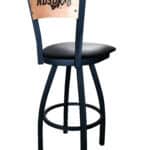 North Dakota State University 36-Inch Swivel Extra Tall Bar Stool w/ Black Wrinkle Finish, Solid Wood Back, 2.5-Inch Cushion Seat