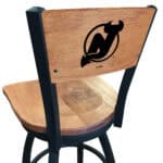 New Jersey Devils 36-Inch Swivel Extra Tall Bar Stool w/ Black Wrinkle Finish, Solid Wood Back, Solid Maple Wood Seat 3 New Jersey Devils 36-Inch Swivel Extra Tall Bar Stool w/ Black Wrinkle Finish, Solid Wood Back, Solid Maple Wood Seat