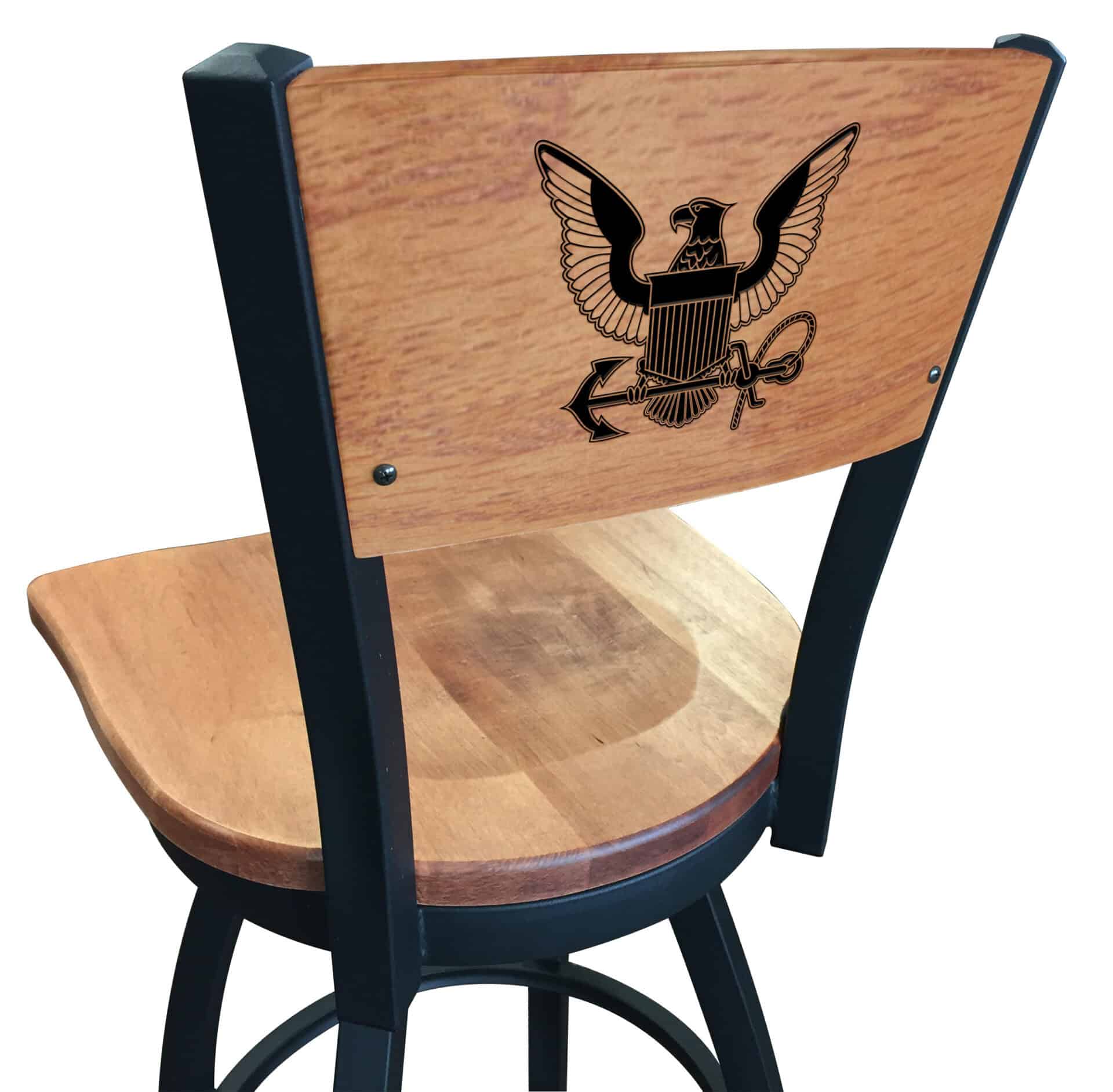 United States Navy 36-Inch Swivel Extra Tall Bar Stool w/ Black Wrinkle Finish, Solid Wood Back, Solid Maple Wood Seat 1 United States Navy 36-Inch Swivel Extra Tall Bar Stool w/ Black Wrinkle Finish, Solid Wood Back, Solid Maple Wood Seat