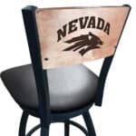 University of Nevada 36-Inch Swivel Extra Tall Bar Stool w/ Black Wrinkle Finish, Solid Wood Back, 2.5-Inch Cushion Seat 4 University of Nevada 36-Inch Swivel Extra Tall Bar Stool w/ Black Wrinkle Finish, Solid Wood Back, 2.5-Inch Cushion Seat