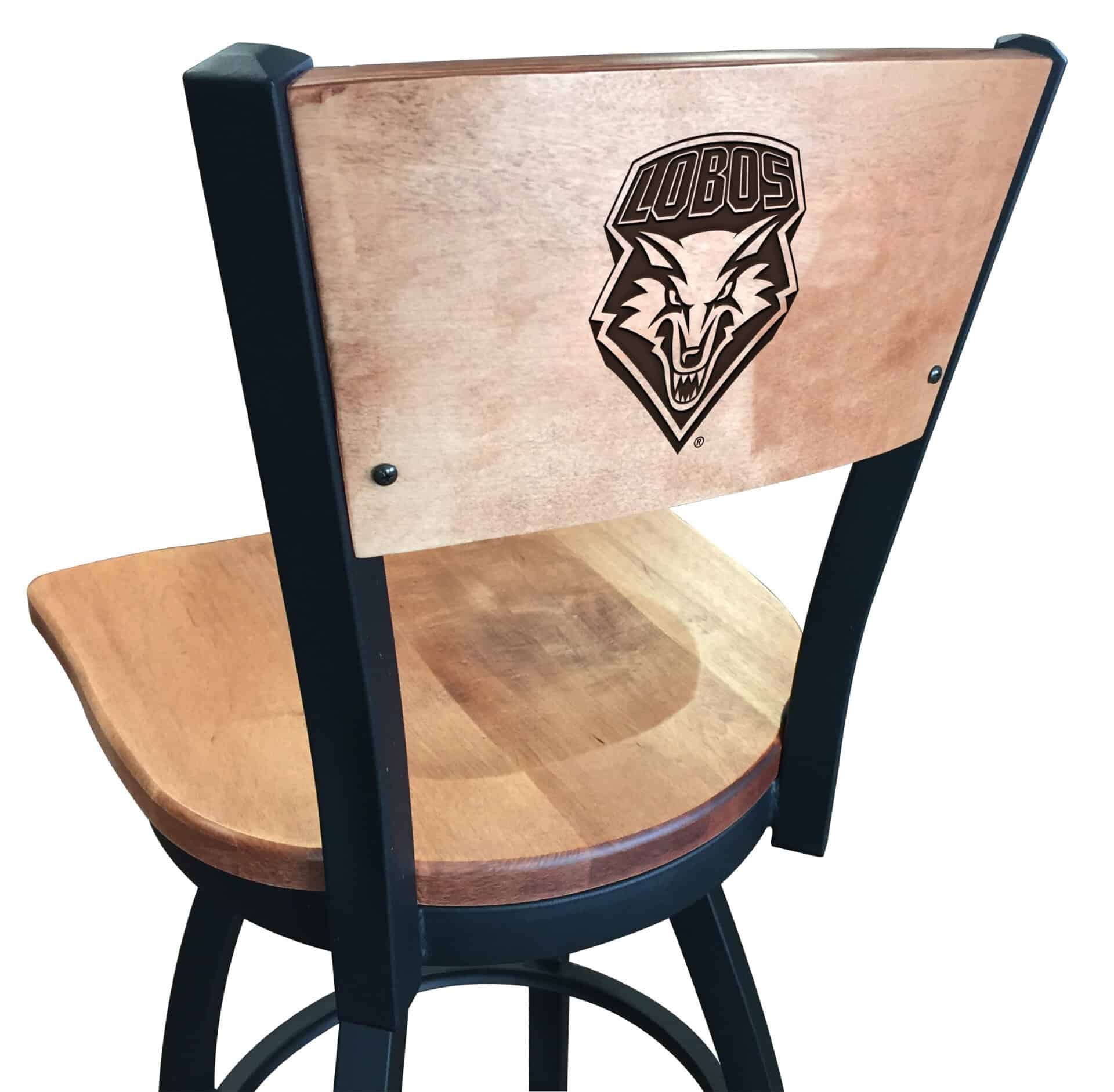 University of New Mexico 36-Inch Swivel Extra Tall Bar Stool w/ Black Wrinkle Finish, Solid Wood Back, Solid Maple Wood Seat 1 University of New Mexico 36-Inch Swivel Extra Tall Bar Stool w/ Black Wrinkle Finish, Solid Wood Back, Solid Maple Wood Seat