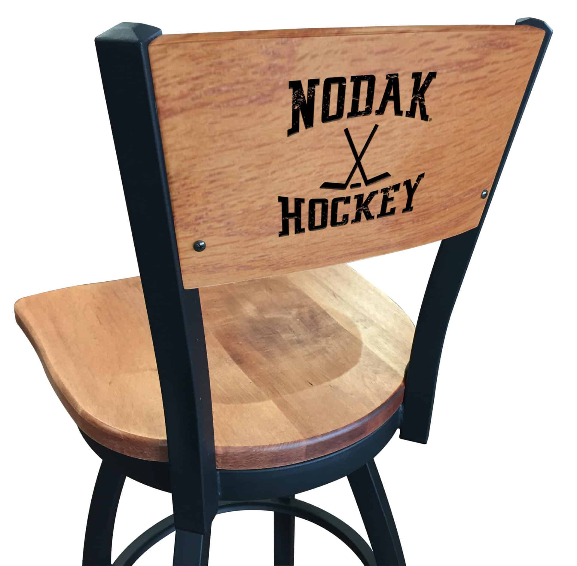 University of North Dakota (Hockey) 25-Inch Swivel Counter Stool w/ Black Wrinkle Finish, Solid Wood Back, Solid Maple Wood Seat 1 University of North Dakota (Hockey) 25-Inch Swivel Counter Stool w/ Black Wrinkle Finish, Solid Wood Back, Solid Maple Wood Seat