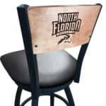 University of North Florida 36-Inch Swivel Extra Tall Bar Stool w/ Black Wrinkle Finish, Solid Wood Back, 2.5-Inch Cushion Seat 4 University of North Florida 36-Inch Swivel Extra Tall Bar Stool w/ Black Wrinkle Finish, Solid Wood Back, 2.5-Inch Cushion Seat