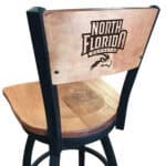 University of North Florida 36-Inch Swivel Extra Tall Bar Stool w/ Black Wrinkle Finish, Solid Wood Back, Solid Maple Wood Seat