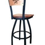 University of North Florida 36-Inch Swivel Extra Tall Bar Stool w/ Black Wrinkle Finish, Solid Wood Back, Solid Maple Wood Seat