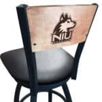 University of Northern Illinois 36-Inch Swivel Extra Tall Bar Stool w/ Black Wrinkle Finish, Solid Wood Back, 2.5-Inch Cushion Seat 4 University of Northern Illinois 36-Inch Swivel Extra Tall Bar Stool w/ Black Wrinkle Finish, Solid Wood Back, 2.5-Inch Cushion Seat