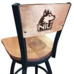 University of Northern Illinois 36-Inch Swivel Extra Tall Bar Stool w/ Black Wrinkle Finish, Solid Wood Back, Solid Maple Wood Seat