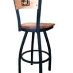 University of Northern Illinois 36-Inch Swivel Extra Tall Bar Stool w/ Black Wrinkle Finish, Solid Wood Back, Solid Maple Wood Seat