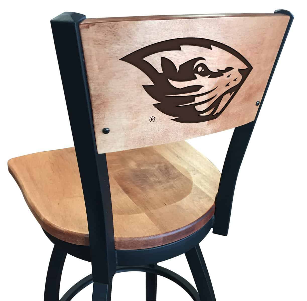 Oregon State University 36-Inch Swivel Extra Tall Bar Stool w/ Black Wrinkle Finish, Solid Wood Back, Solid Maple Wood Seat 1 Oregon State University 36-Inch Swivel Extra Tall Bar Stool w/ Black Wrinkle Finish, Solid Wood Back, Solid Maple Wood Seat