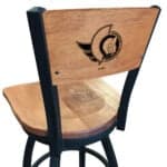 Ottawa Senators 36-Inch Swivel Extra Tall Bar Stool w/ Black Wrinkle Finish, Solid Wood Back, Solid Maple Wood Seat