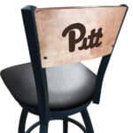 University of Pittsburgh 36-Inch Swivel Extra Tall Bar Stool w/ Black Wrinkle Finish, Solid Wood Back, 2.5-Inch Cushion Seat