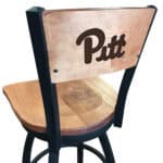University of Pittsburgh 36-Inch Swivel Extra Tall Bar Stool w/ Black Wrinkle Finish, Solid Wood Back, Solid Maple Wood Seat