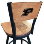 Purdue University 36-Inch Swivel Extra Tall Bar Stool w/ Black Wrinkle Finish, Solid Wood Back, Solid Maple Wood Seat